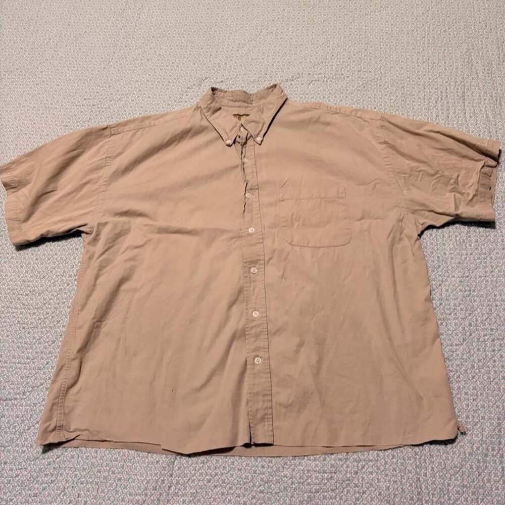 Sun River Clothing Co. Button Up Shirt XL Tan Short Sleeve Cotton